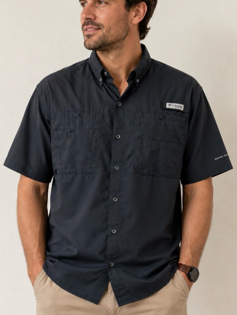 Columbia Tamiami Black Short Sleeve Fishing Shirt S